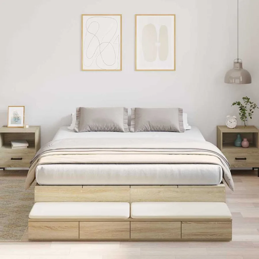 Cadre de lit avec rangement avec tiroir Chêne Sonoma 150 cm