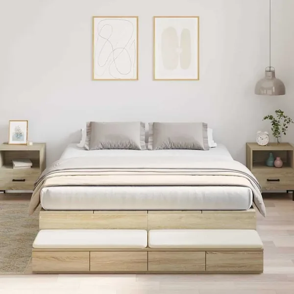Cadre de lit avec rangement avec tiroir Chêne Sonoma 150 cm