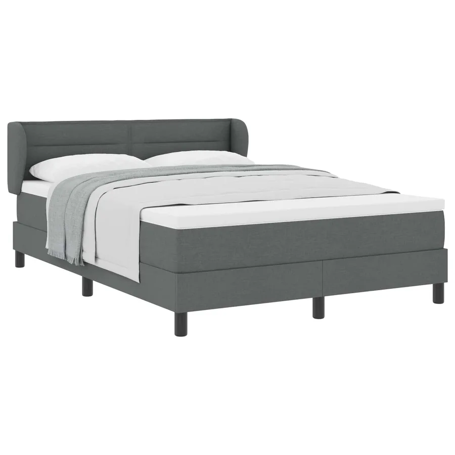Lit à ressorts avec matelas Gris foncé 160 x 200 cm tissu - 2