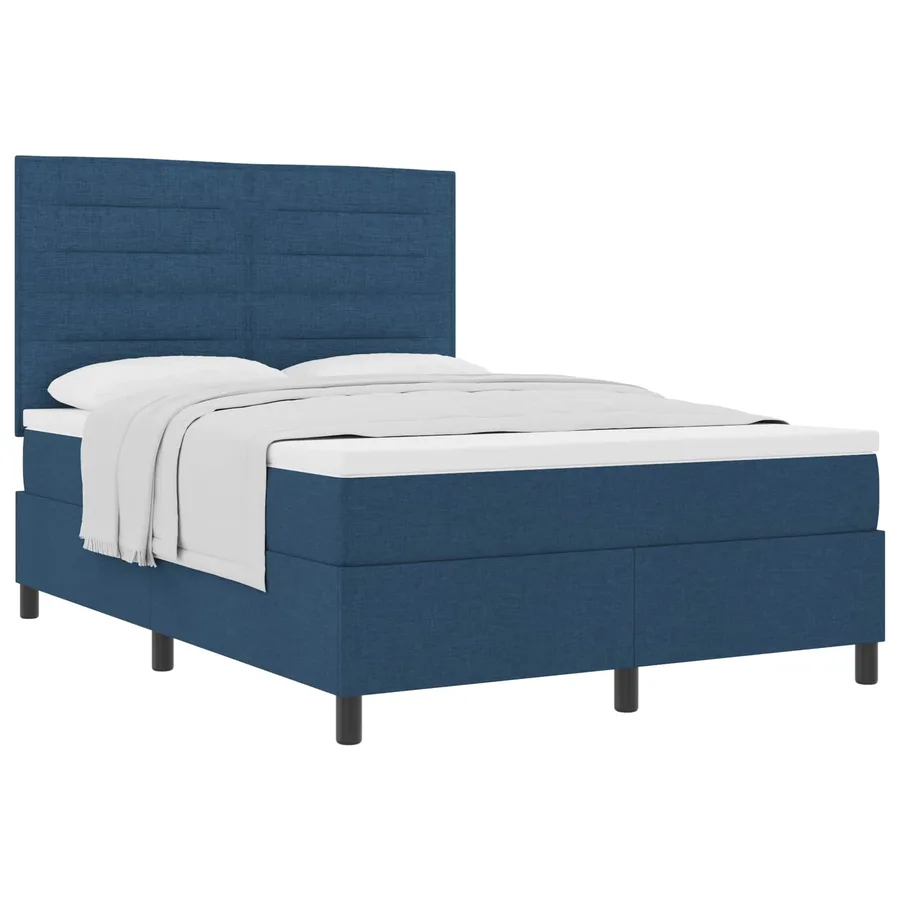 Lit à ressorts avec matelas Bleu 140 x 190 cm tissu - 2
