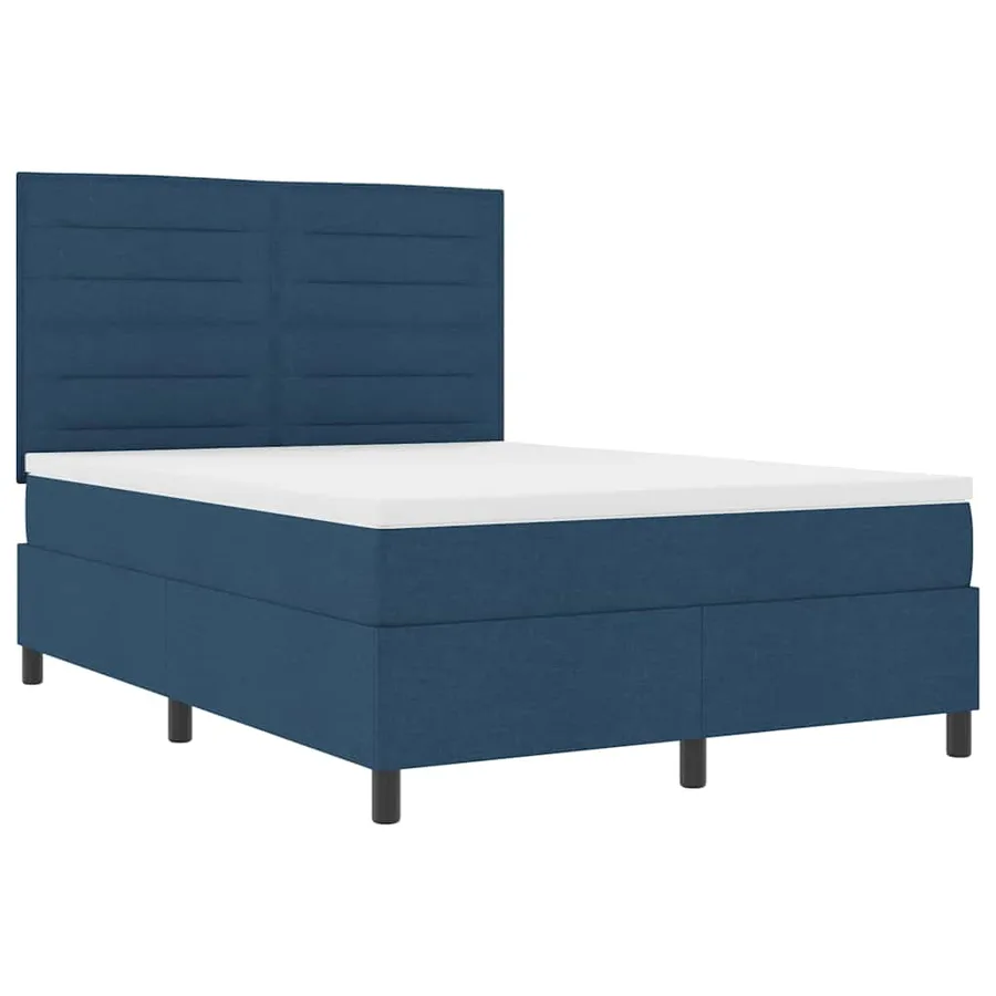 Lit à ressorts avec matelas Bleu 140 x 190 cm tissu - 5