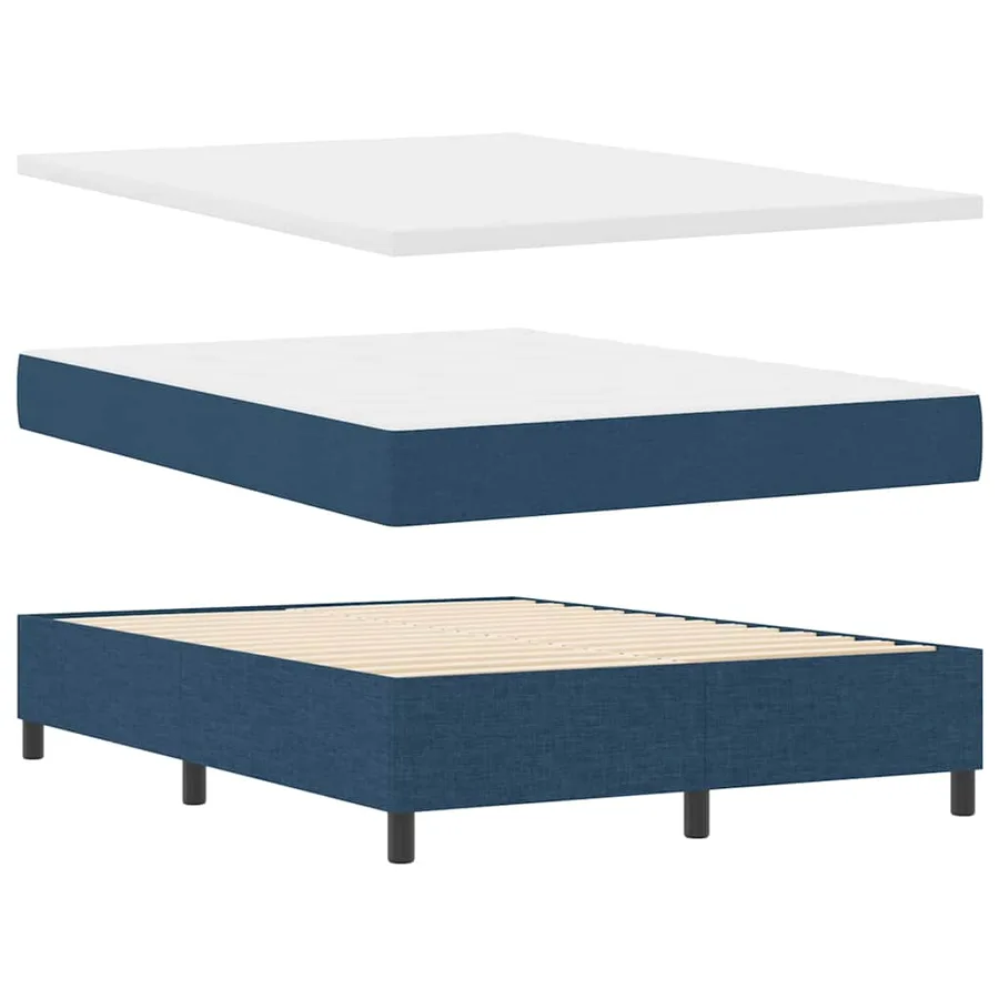 Lit à ressorts avec matelas Bleu 140 x 190 cm tissu - 6
