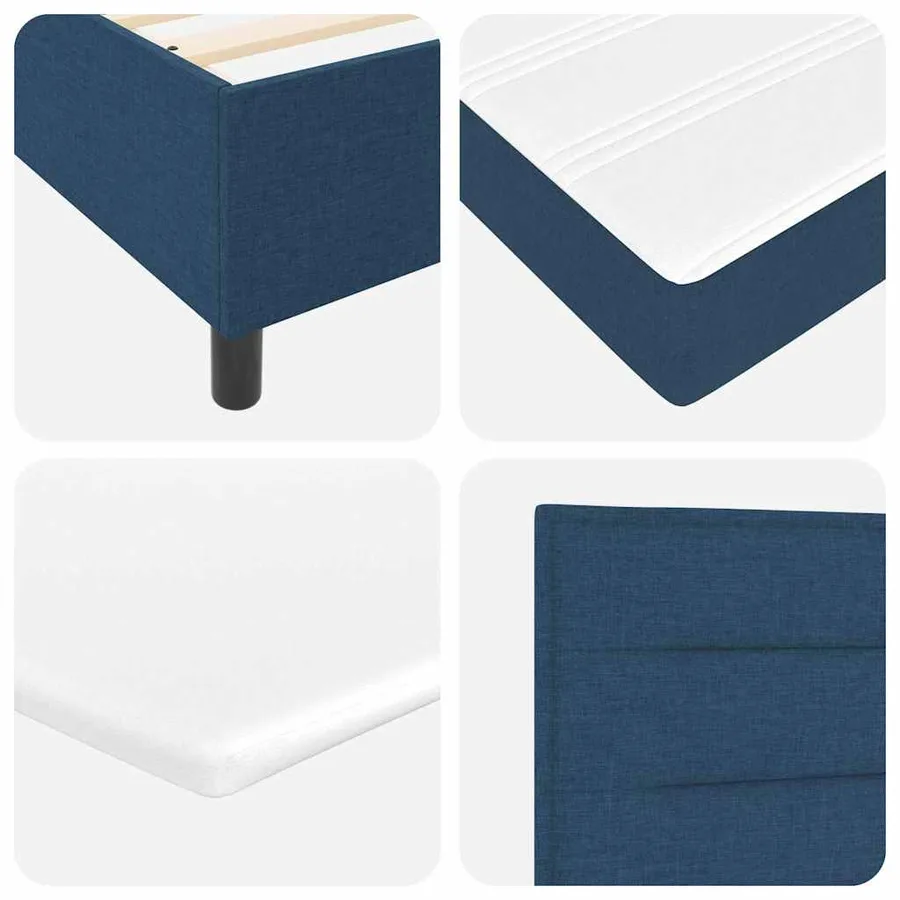 Lit à ressorts avec matelas Bleu 140 x 190 cm tissu - 8