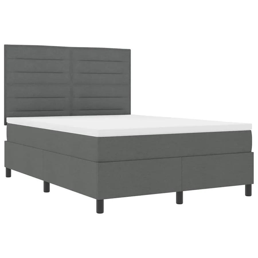 Lit à ressorts avec matelas Gris foncé 160 x 200 cm tissu - 5