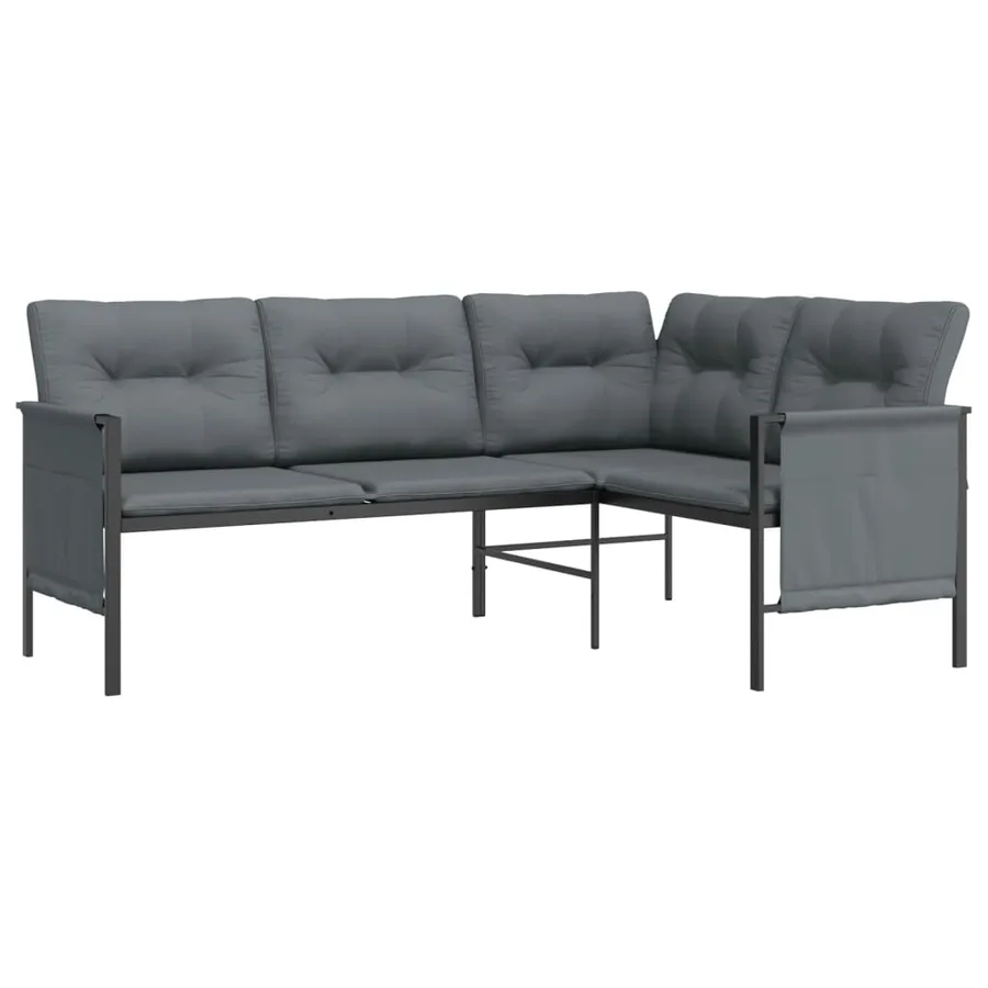 Canapé d'angle de jardin anthracite acier et textilène - 2