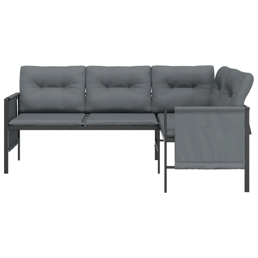 Canapé d'angle de jardin anthracite acier et textilène - 3
