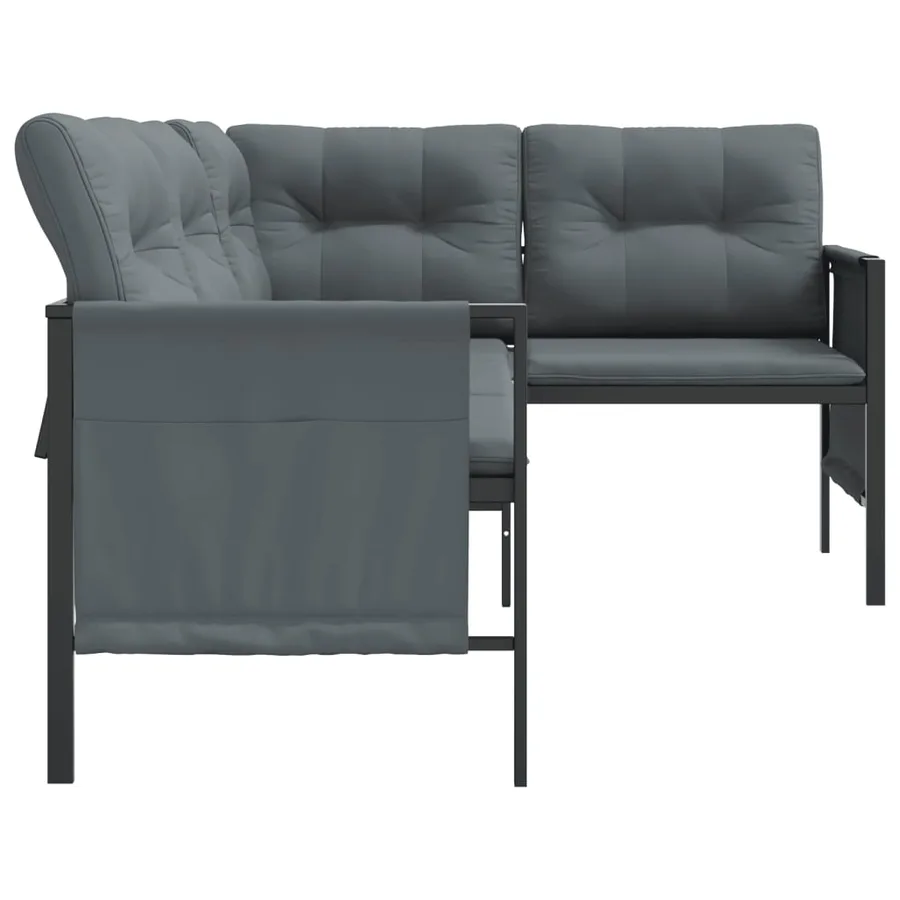 Canapé d'angle de jardin anthracite acier et textilène - 4