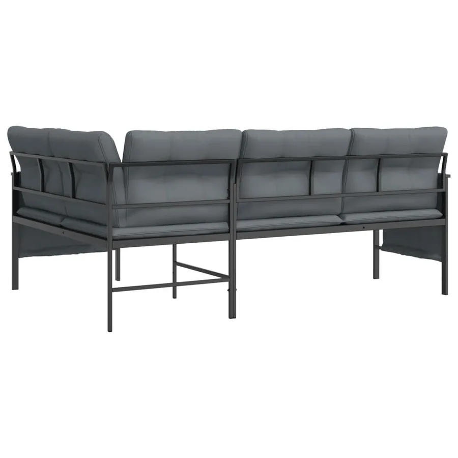 Canapé d'angle de jardin anthracite acier et textilène - 5