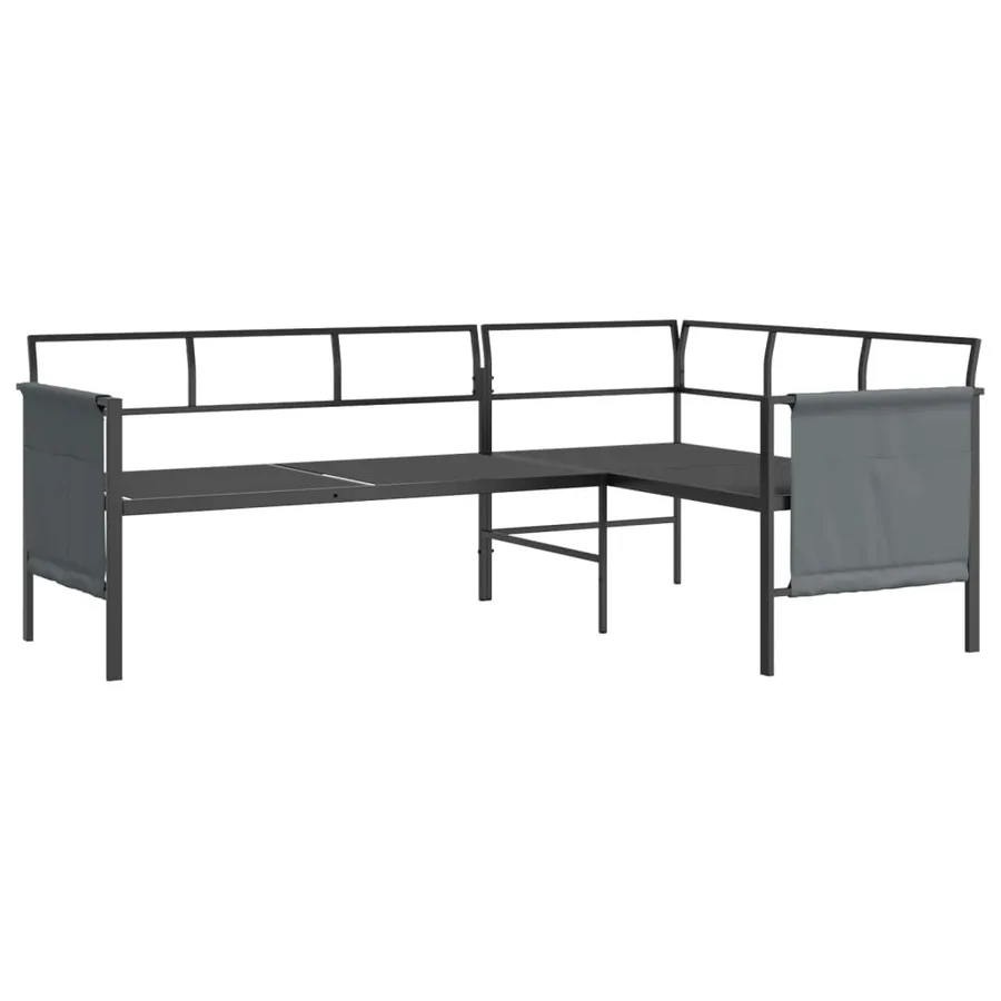Canapé d'angle de jardin anthracite acier et textilène - 6