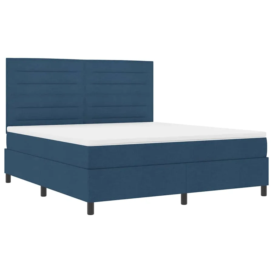 Lit à ressorts avec matelas Bleu 180 x 200 cm tissu - 5