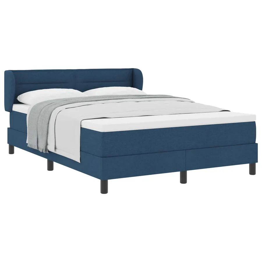 Lit à ressorts avec matelas Bleu 140 x 190 cm tissu - 2