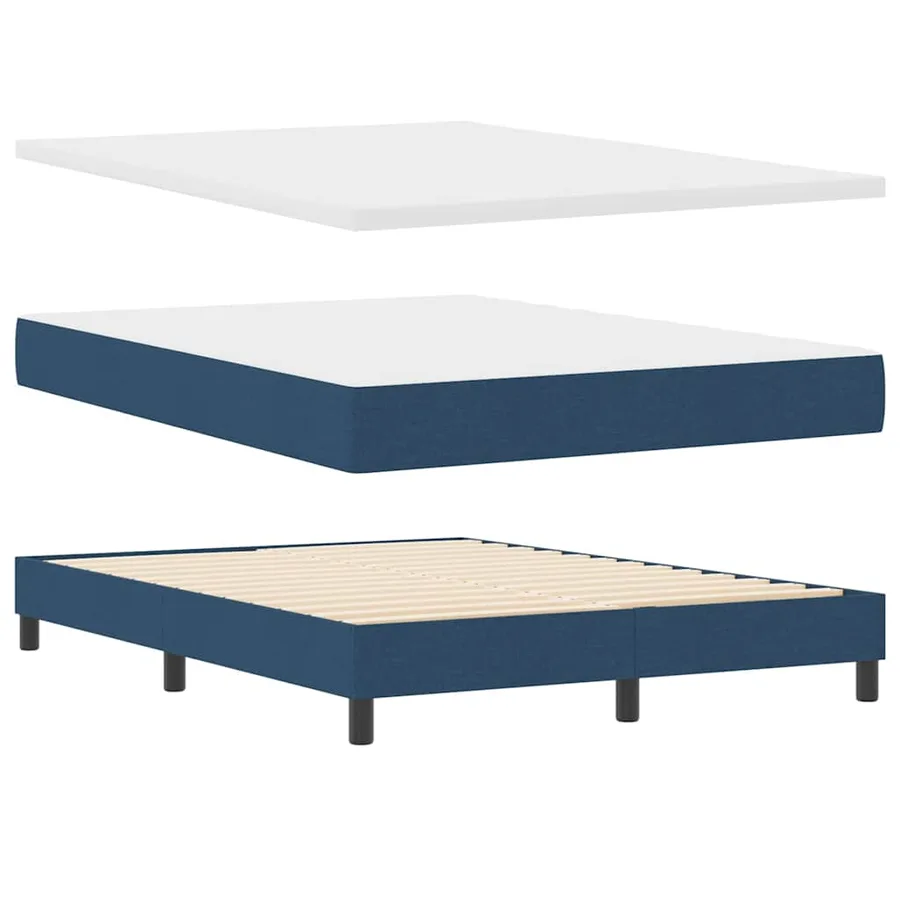 Lit à ressorts avec matelas Bleu 140 x 190 cm tissu - 4