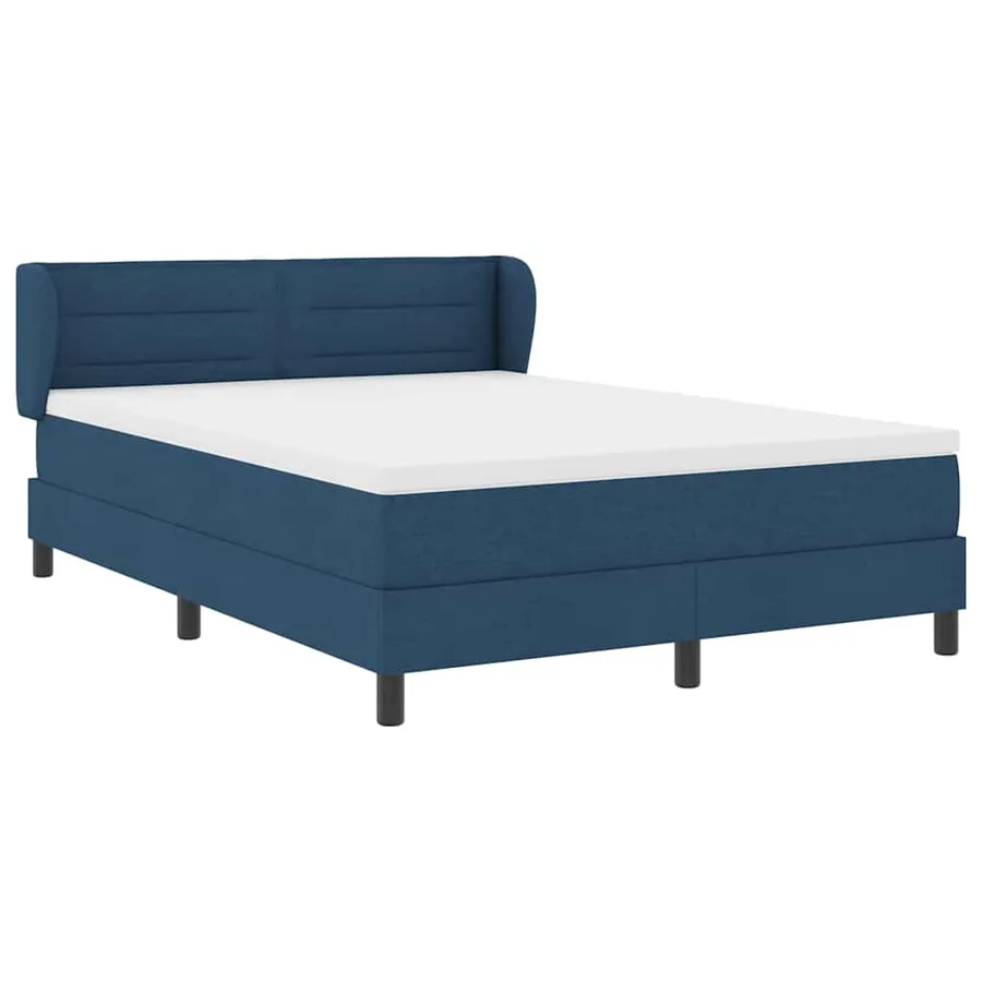 Lit à ressorts avec matelas Bleu 140 x 190 cm tissu - 5