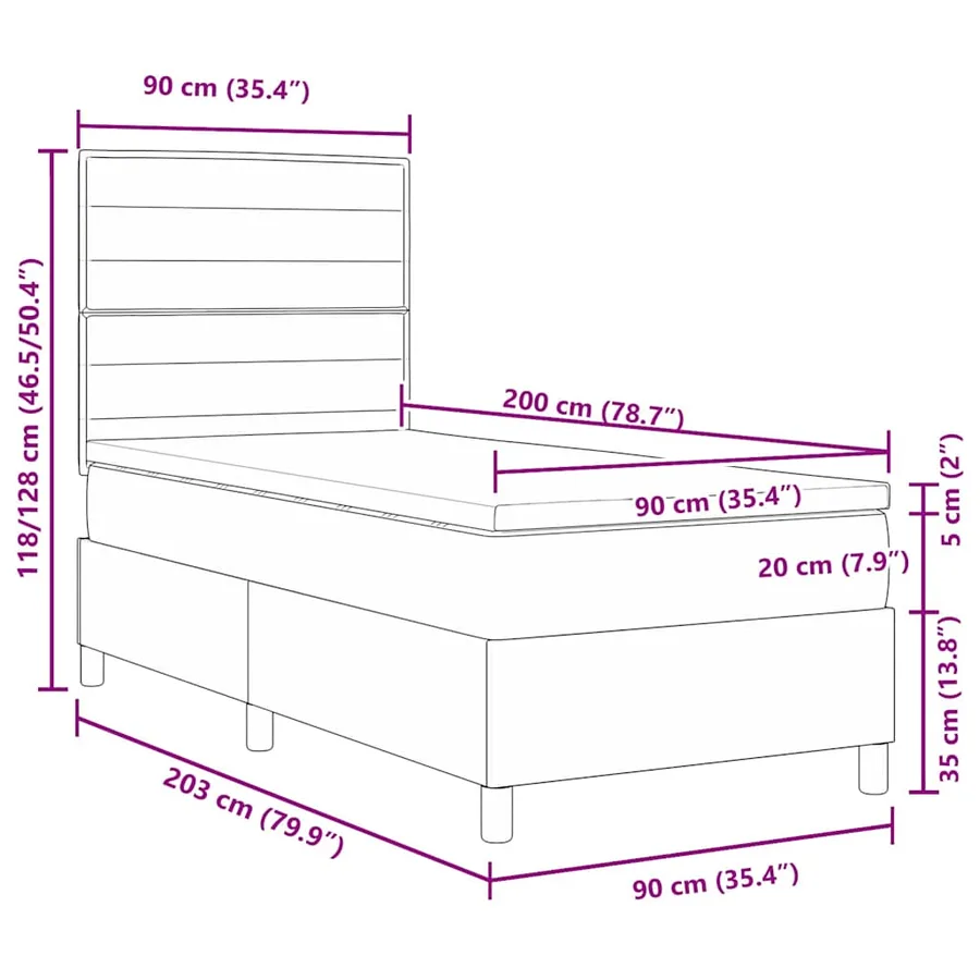 Lit à ressorts avec matelas Bleu 90 x 200 cm tissu - 12