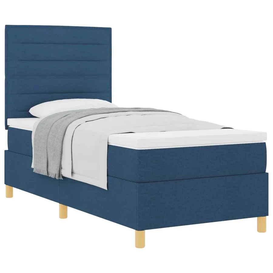 Lit à ressorts avec matelas Bleu 90 x 200 cm tissu - 2