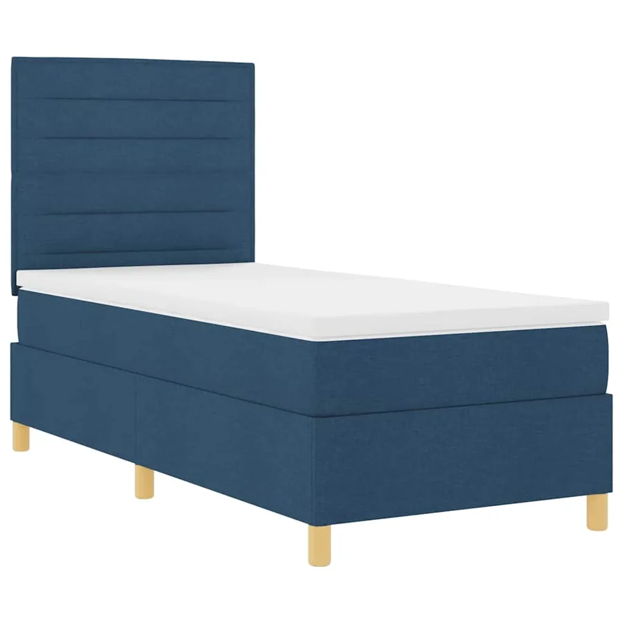 Lit à ressorts avec matelas Bleu 90 x 200 cm tissu - 5
