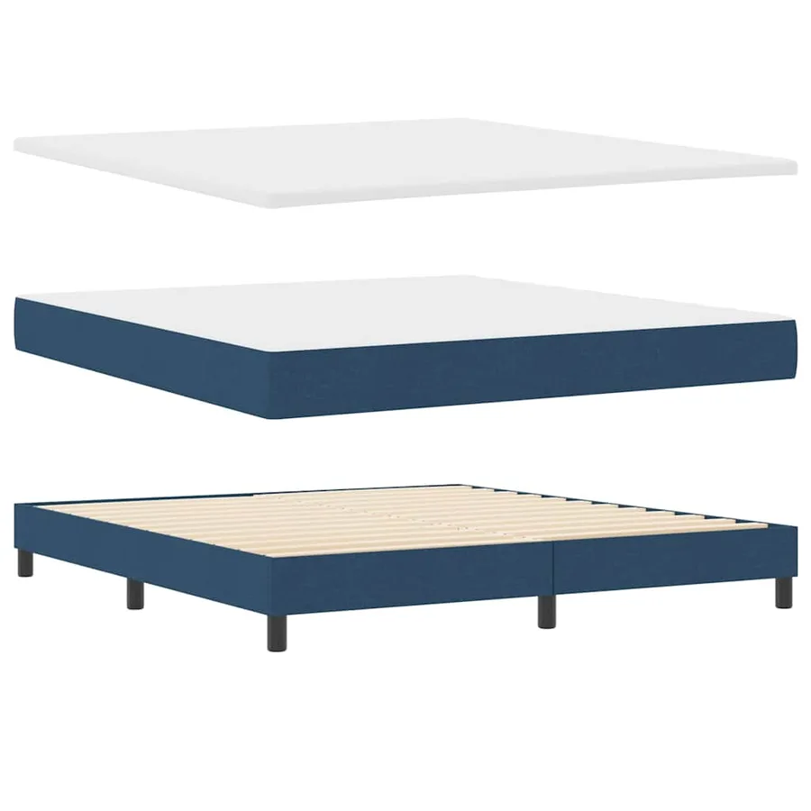 Lit à ressorts avec matelas Bleu 180 x 200 cm tissu - 4