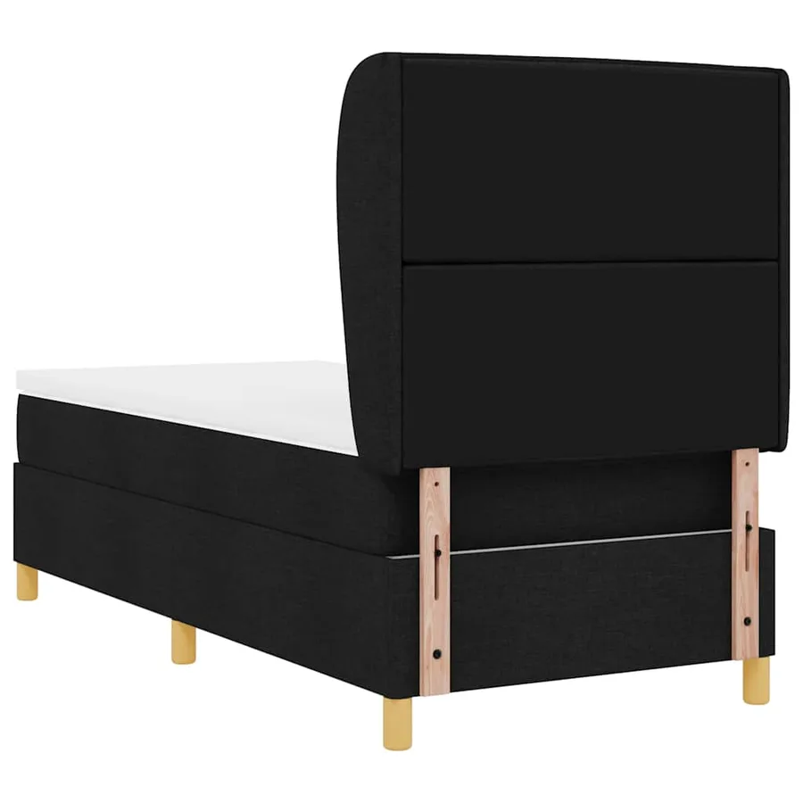 Lit à ressorts avec matelas Noir 200 x 90 cm tissu - 9