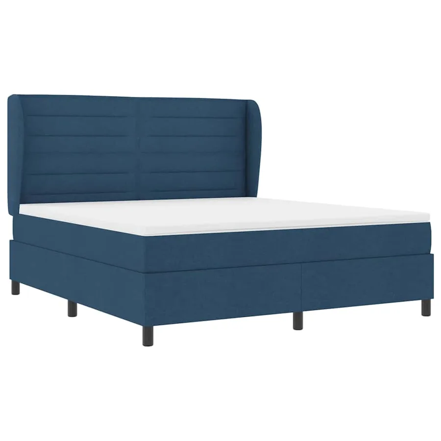 Lit à ressorts avec matelas Bleu 180 x 200 cm tissu - 5