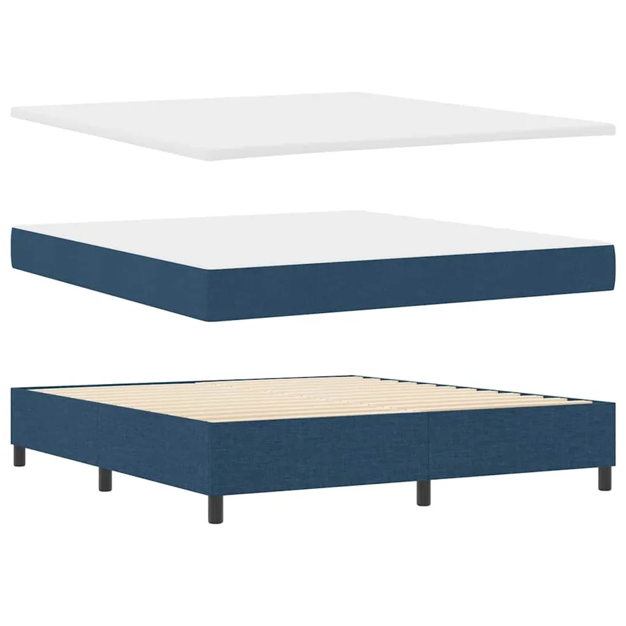 Lit à ressorts avec matelas Bleu 180 x 200 cm tissu - 6