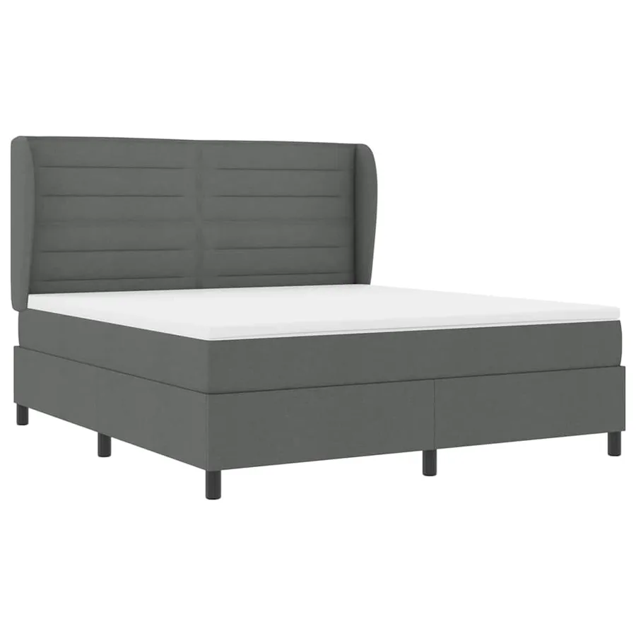 Lit à ressorts avec matelas Gris foncé 180 x 200 cm tissu - 5
