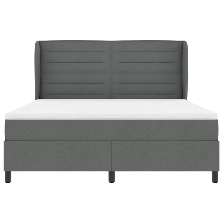 Lit à ressorts avec matelas Gris foncé 180 x 200 cm tissu - 7