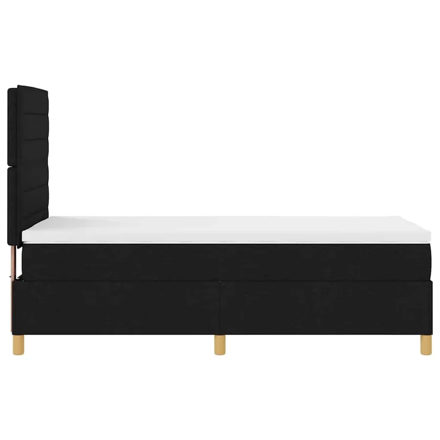 Lit à ressort LED avec matelas Noir 90 x 200 cm tissu - 9