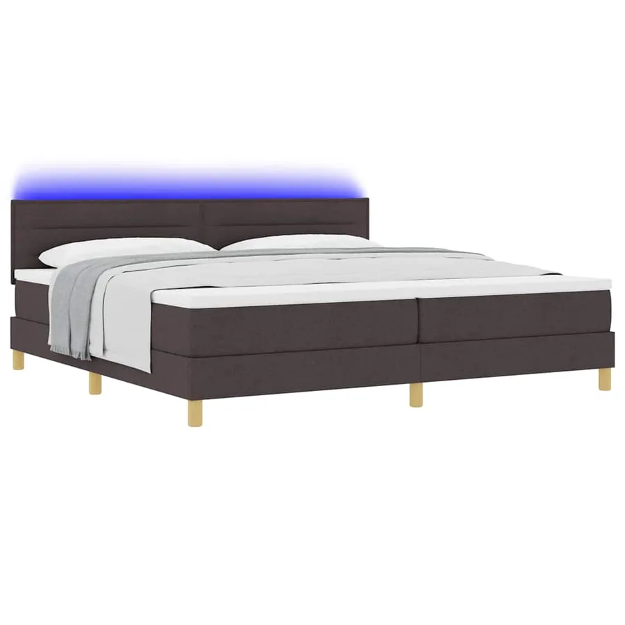 Lit à ressort LED Marron foncé 200 x 200 cm tissu - 3