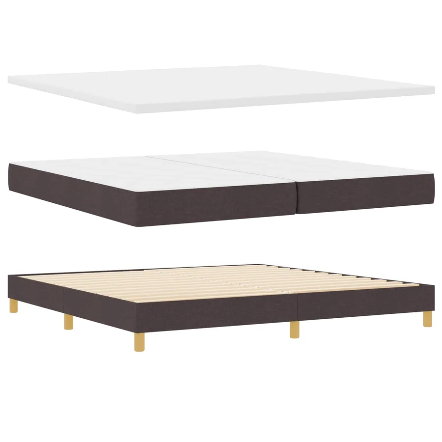 Lit à ressort LED Marron foncé 200 x 200 cm tissu - 6