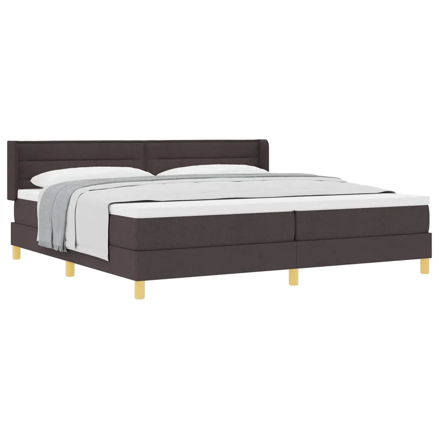 Lit à ressorts avec matelas Marron foncé 200 x 200 cm tissu - 2
