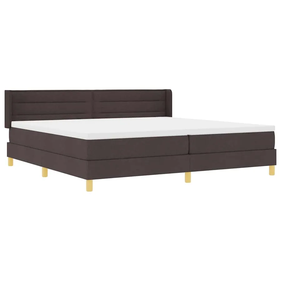 Lit à ressorts avec matelas Marron foncé 200 x 200 cm tissu - 6