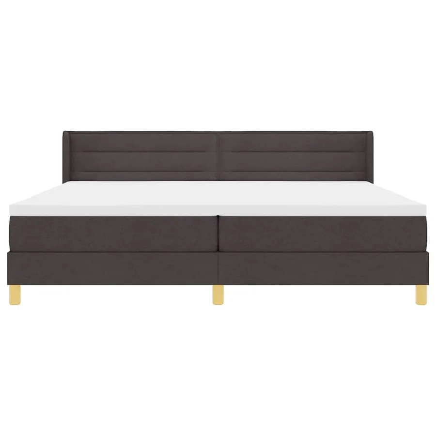 Lit à ressorts avec matelas Marron foncé 200 x 200 cm tissu - 7
