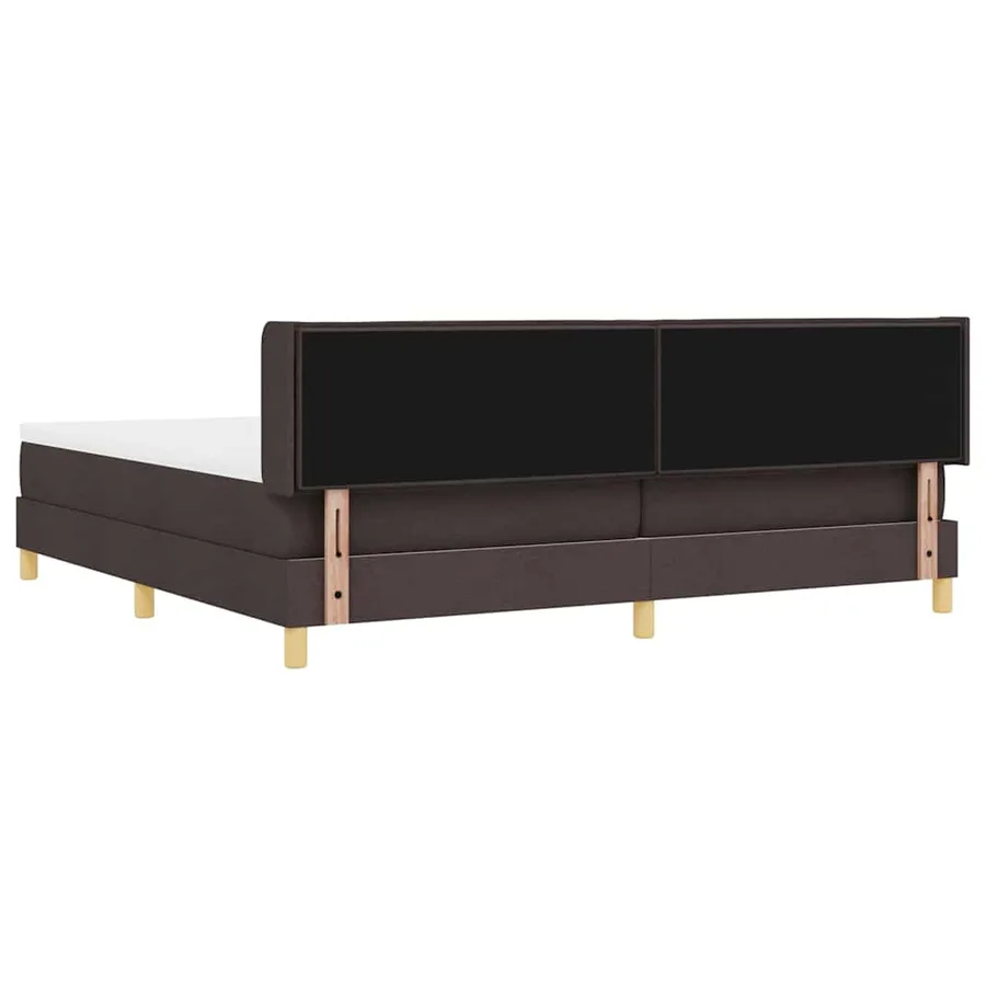 Lit à ressorts avec matelas Marron foncé 200 x 200 cm tissu - 9