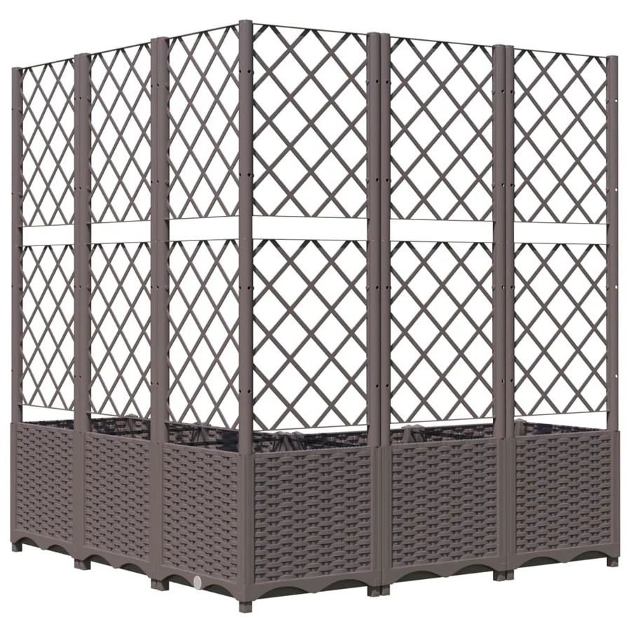 Jardinière avec treillis Marron 120x120x136 cm PP - 3