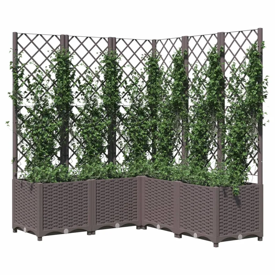 Planter with Trellis Brown 120x120x136 cm PP - 7
