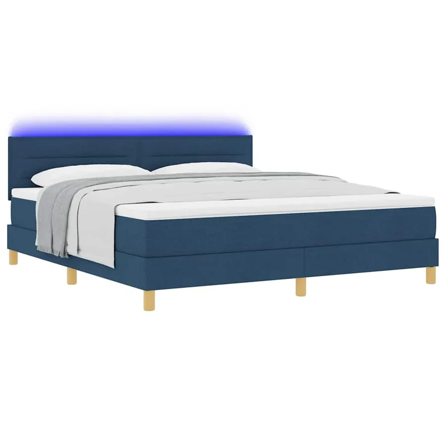 Lit à ressort LED avec bandes LED Bleu 180 x 200 cm tissu - 3