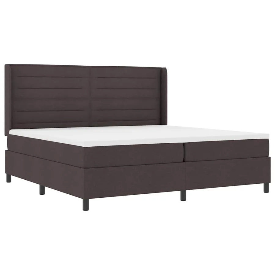 Lit à ressort LED avec matelas Marron foncé 200 x 200 cm tissu - 2