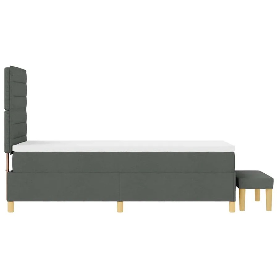 Lit à ressorts avec coussin Gris foncé 200 x 90 cm tissu - 9