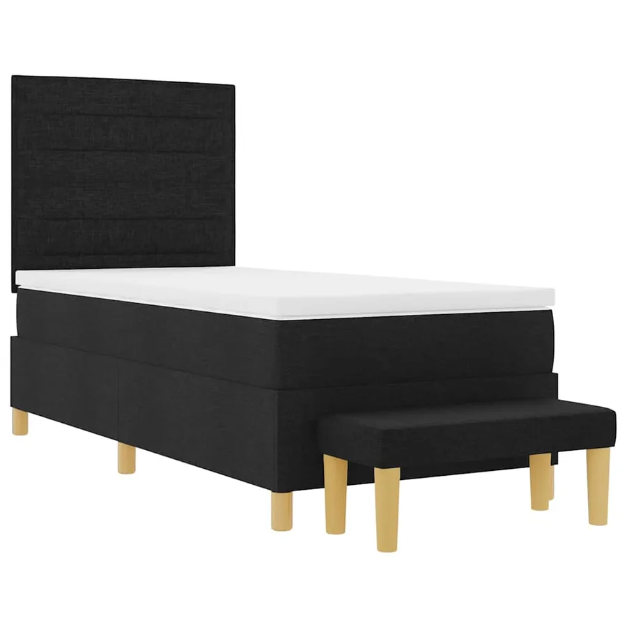 Lit à ressorts avec tête de lit Noir 200 x 90 cm tissu - 7