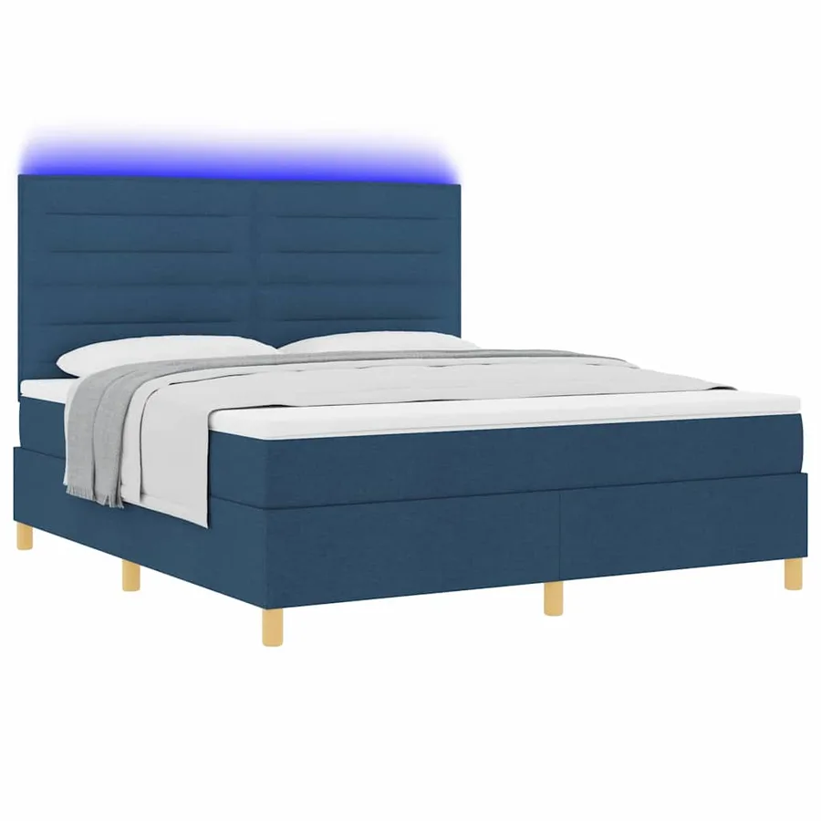 Lit à ressort LED avec matelas Bleu 180 x 200 cm tissu - 3