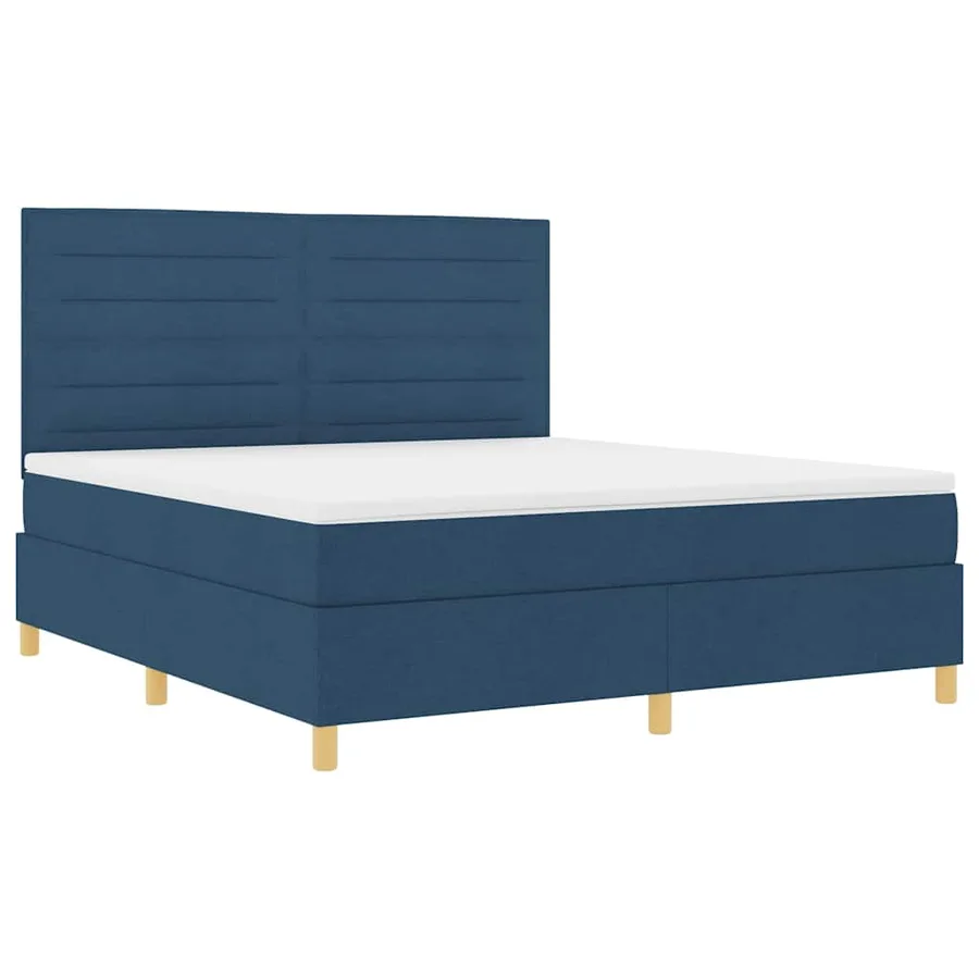 Lit à ressort LED avec matelas Bleu 180 x 200 cm tissu - 6
