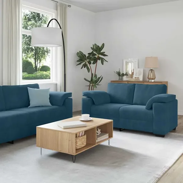 Ensemble de canapés 3 pcs avec coussins Bleu Velours