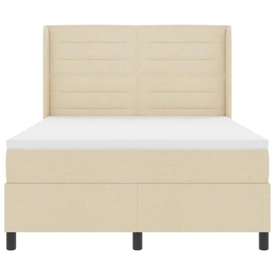 Lit à ressorts avec matelas Crème 200 x 140 cm tissu - 7