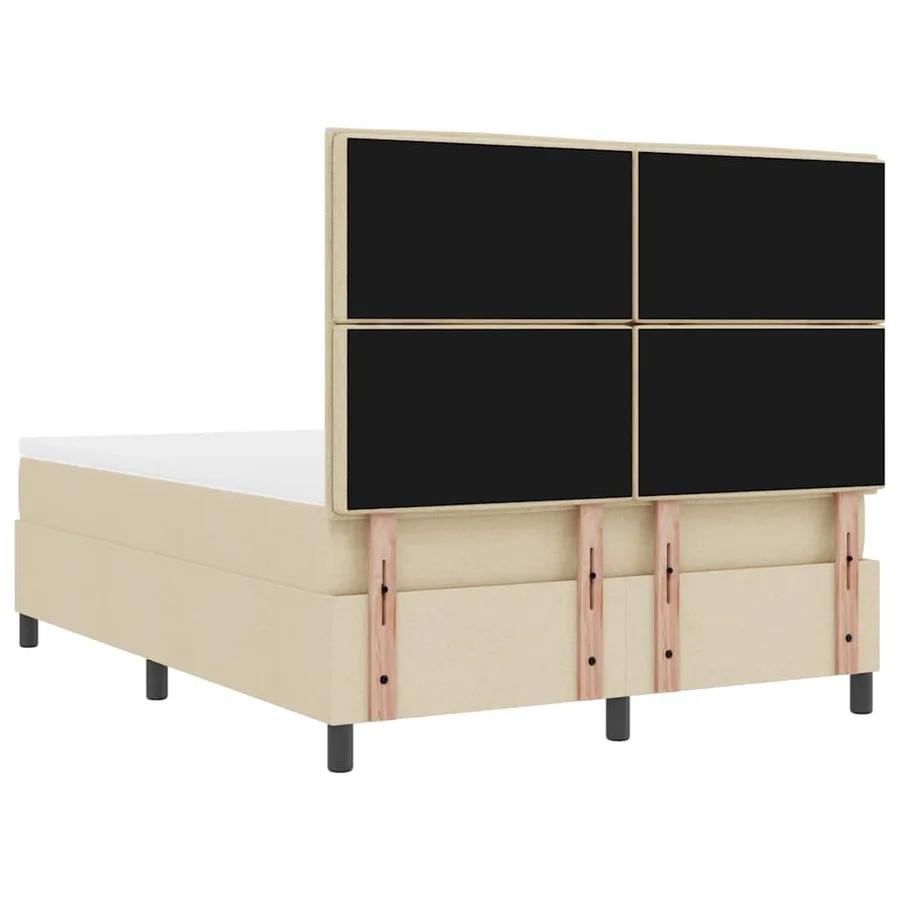 Lit à ressorts avec matelas avec LED Crème 140 x 200 cm tissu - 10