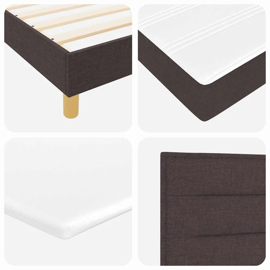Lit à ressort LED Marron foncé 90 x 190 cm tissu - 11