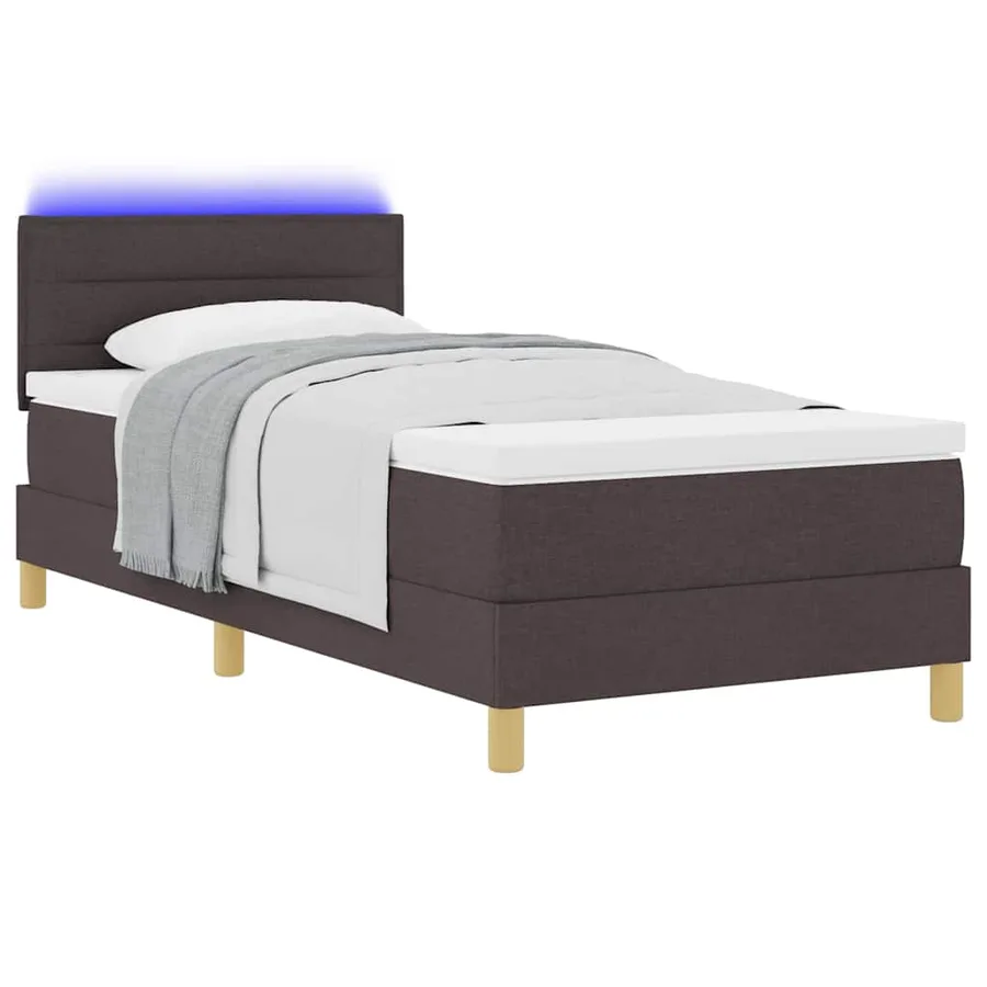 Lit à ressort LED Marron foncé 90 x 190 cm tissu - 3