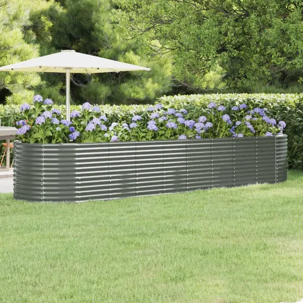 Lit surélevé de jardin Acier galvanisé 396x100x68cm gris