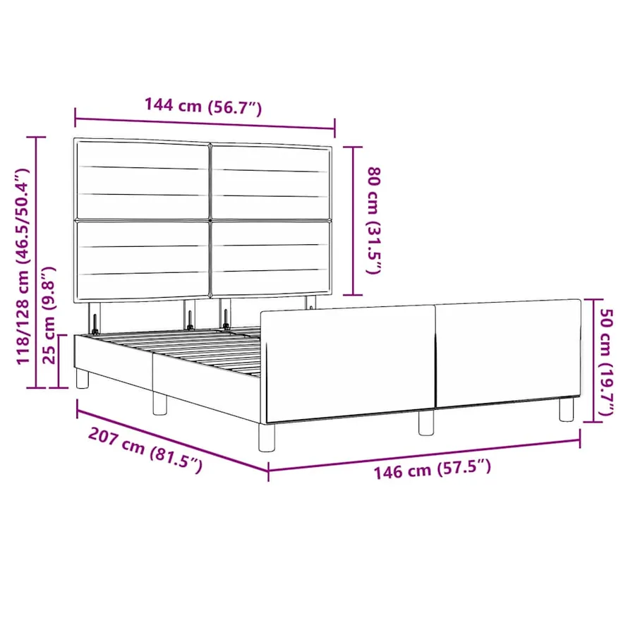Cadre de lit avec tête de lit Crème 140 x 200 cm tissu - 13