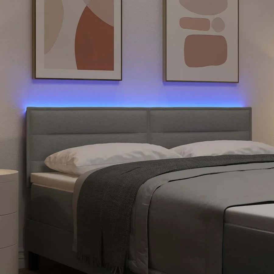 Tête de lit LED avec bandes LED Gris clair 160 cm tissu - 4
