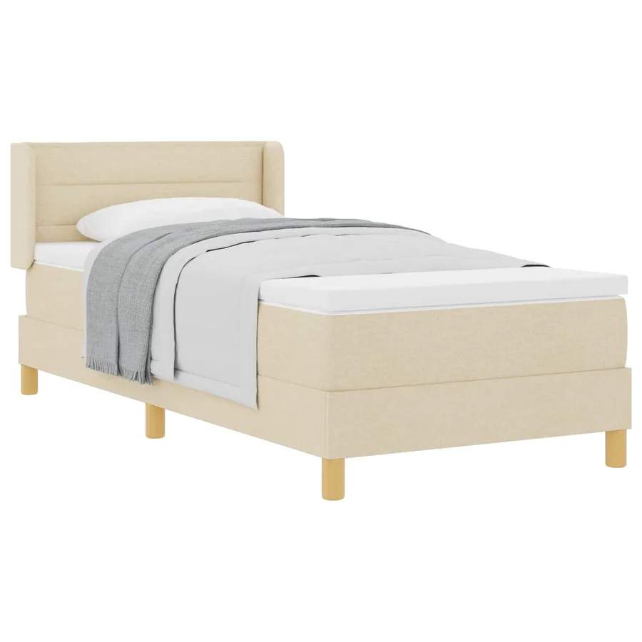 Lit à ressorts avec matelas Crème 200 x 100 cm tissu - 2